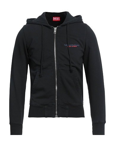 DIESEL Hooded track jacket  Black 100% Cotton, Elastane