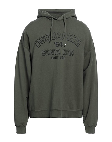 DSQUARED2 Hooded track jacket  Military green 100% Cotton, Elastane