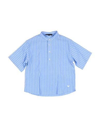 EMPORIO ARMANI Camicia fantasia Celeste 99% Cotone, 1% Elastan
