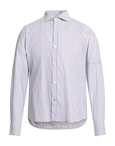 KOIKE Patterned shirt Light blue 99% Cotton, 1% Elastane