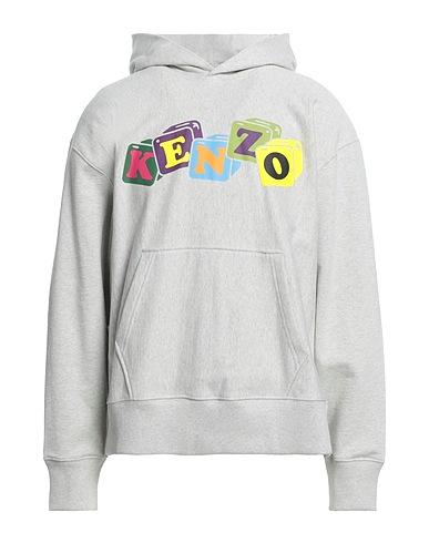 KENZO Hooded track jacket  Light grey 100% Cotton, Elastane