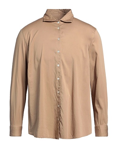 ARTIGIANO ASONI Solid colour shirt CAMMELLO 100% Cotton