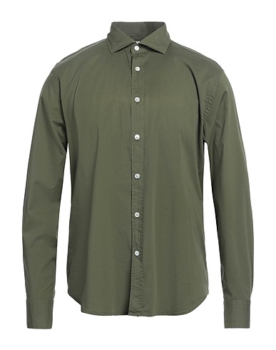 KOIKE Solid colour shirt Military green 97% Cotton, 3% Elastane
