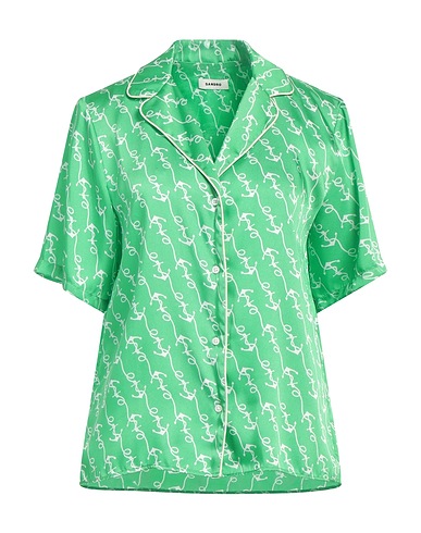 SANDRO Patterned shirts & blouses Green 100% Polyester, Mother-of-pearl