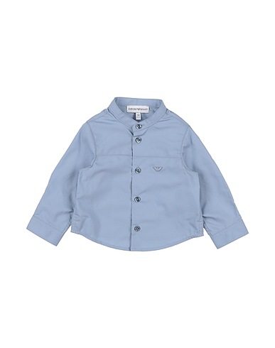 EMPORIO ARMANI Solid colour shirt Light blue 100% Cotton