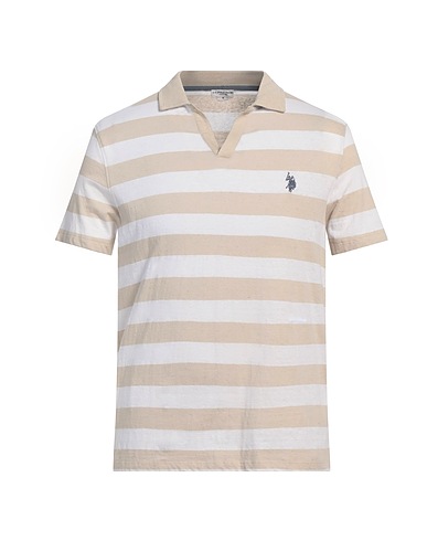 U.S.POLO ASSN. Polo shirt Beige 70% Cotton, 30% Linen