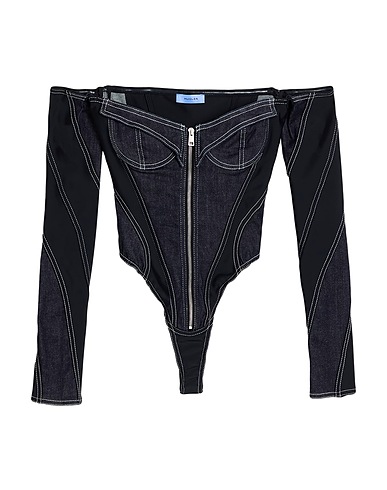 MUGLER トップス ブルー コットン 91% / エラストマルチエステル 7% / ゴム 2% / ナイロン / ポリウレタン