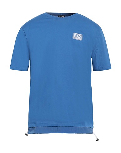 EA7 T-shirt Light blue 100% Cotton, Polyamide