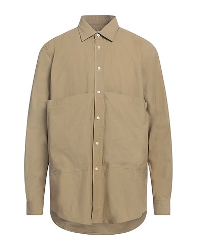 PAURA Solid colour shirt Khaki 100% Cotton
