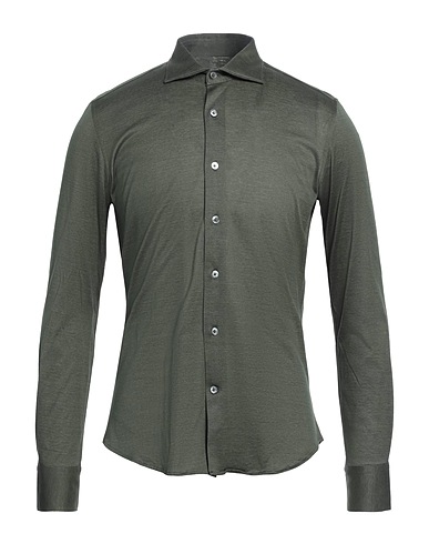 HIMON'S Solid colour shirt Military green 100% Cotton