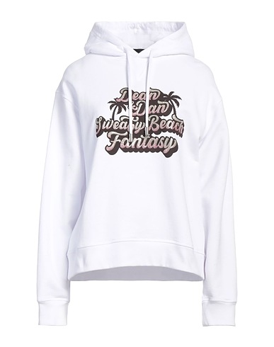 DSQUARED2 Hooded track jacket  White 100% Cotton, Elastane