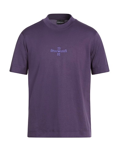 EMPORIO ARMANI Basic T-Shirt Dark purple 100% Cotton
