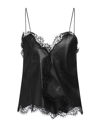 OFF-WHITE™ Top Schwarz 100% Lammleder, Polyamid, Baumwolle, Modal