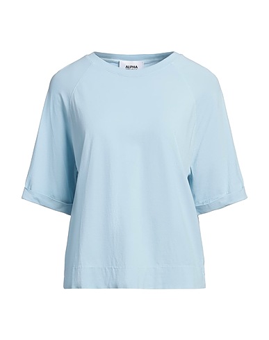 ALPHA STUDIO Basic T-shirt Sky blue 98% Cotton, 2% Elastane