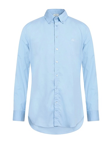 ETRO Solid color shirt Sky blue 96% Cotton, 4% Elastane