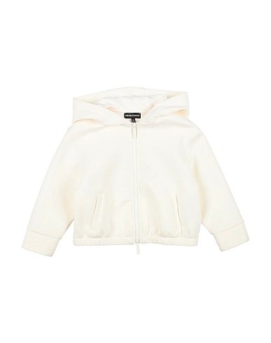 EMPORIO ARMANI Hooded track jacket  Ivory 76% Cotton, 18% Polyester, 6% Elastane