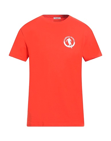BIKKEMBERGS T-shirt Tomato red 95% Cotton, 5% Elastane