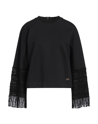 AGNONA Sweatshirt Black 100% Cotton, Silk, Lambskin