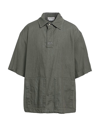 MCQUEEN Denim shirt Military green 100% Cotton, Polyester