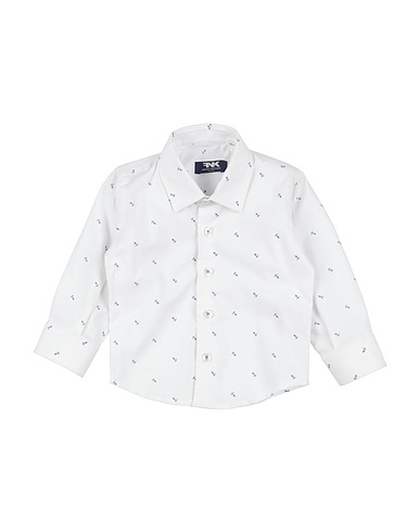 MANUELL & FRANK Patterned shirt White 97% Cotton, 3% Elastane