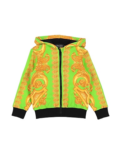 VERSACE YOUNG Hooded sweatshirt Lime green 100% Cotton, Elastane