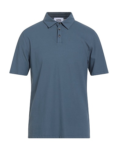 ALPHA STUDIO Polo shirt Slate blue 96% Cotton, 4% Elastane