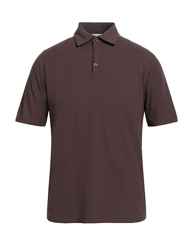ALPHA STUDIO Polo shirt Chocolate brown 96% Cotton, 4% Elastane