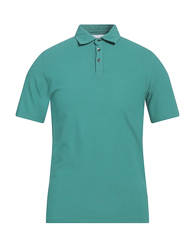 ALPHA STUDIO Polo shirt Emerald green 96% Cotton, 4% Elastane