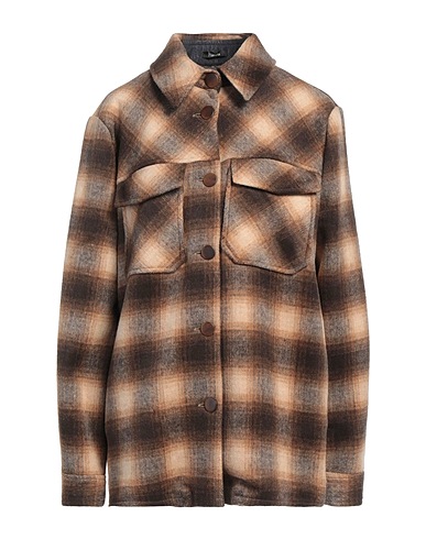 HANITA Checked shirt Beige 65% Polyester, 30% Acrylic, 5% Other Fibres
