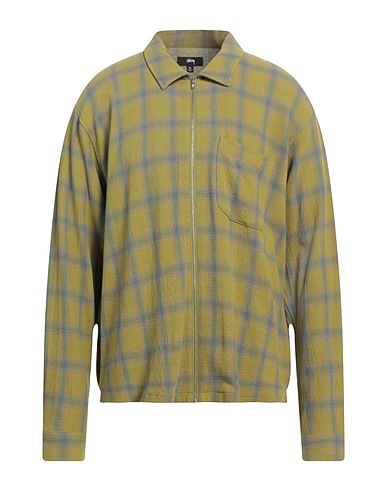 STUSSY Checked shirt VERDE MILITARE 100% Cotton