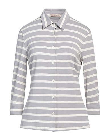 CAMICETTASNOB Striped shirt Light grey 95% Viscose, 5% Elastane