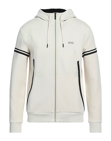BOSS HUGO BOSS Hooded track jacket  Beige 80% Cotton, 15% Polyester, 5% Elastane