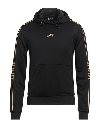 EA7 Hooded sweatshirt Black 100% Polyester, Elastane