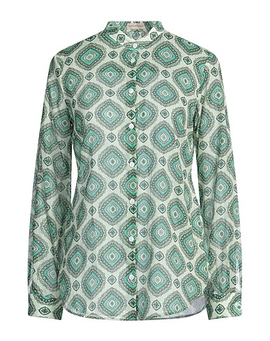 CAMICETTASNOB Patterned shirts & blouses Light green 100% Cotton