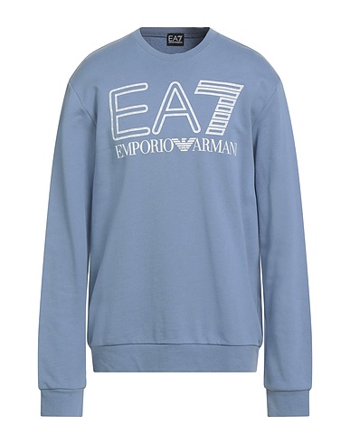EA7 Sweatshirt Light blue 100% Cotton, Elastane