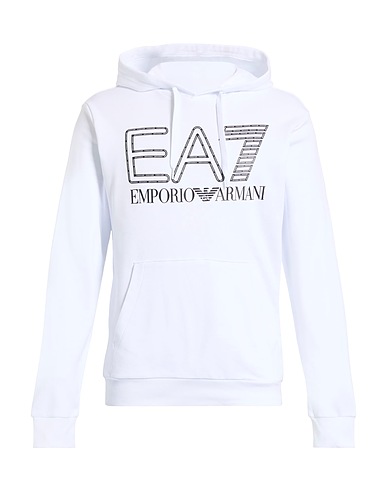 EA7 Hooded track jacket  White 100% Cotton, Elastane