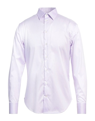 EMPORIO ARMANI Solid color shirt Lilac 98% Cotton, 2% Elastolefin
