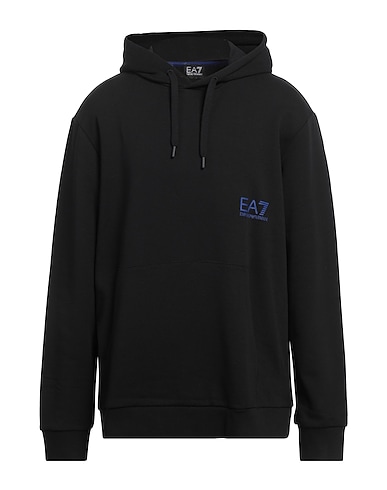EA7 Hooded track jacket  Black 100% Cotton, Elastane