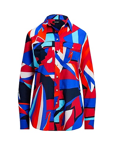 LAUREN RALPH LAUREN Patterned shirts & blouses CLASSIC FIT PRINT COTTON VOILE SHIRT
 Bright blue 100% Cotton