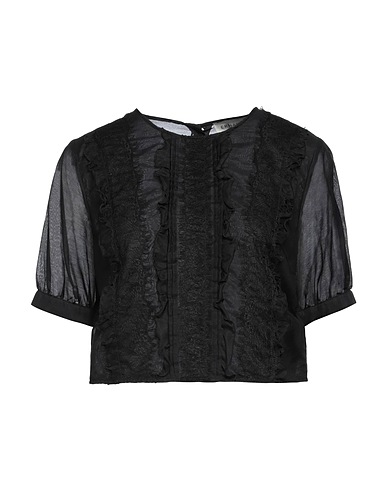 ERMANNO FIRENZE Top Black 70% Cotton, 30% Silk, Polyamide
