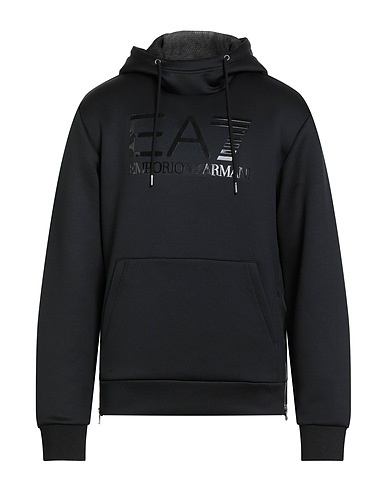 EA7 Hooded track jacket  Black 93% Polyester, 7% Elastane