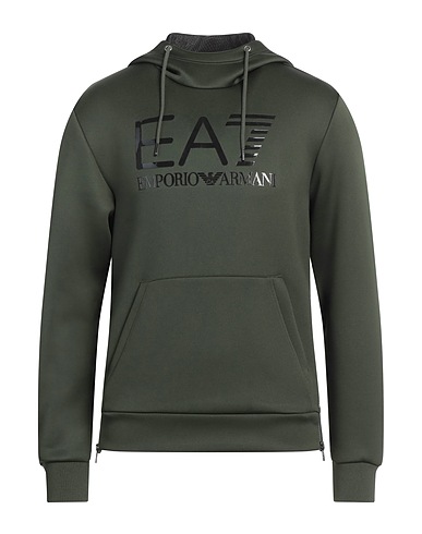 EA7 Hooded sweatshirt Dark green 93% Polyester, 7% Elastane