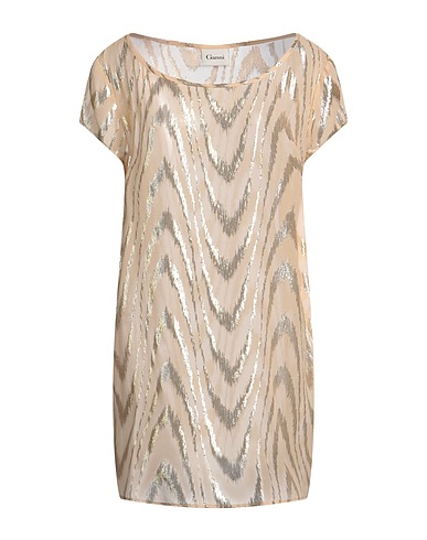 GANNI Short dress Beige 78% Silk, 22% Lurex®