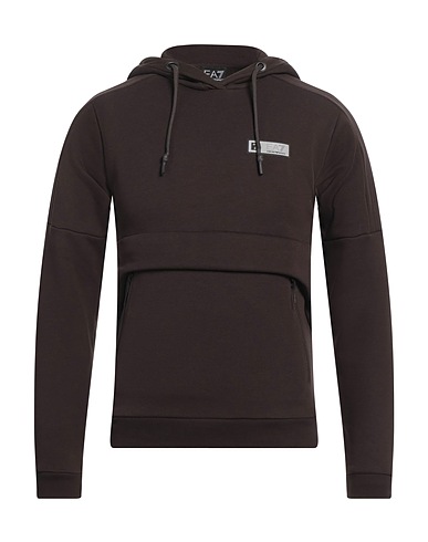 EA7 Hooded sweatshirt Brown 57% Polyester, 43% Cotton, Elastane