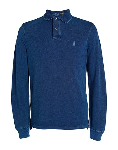 POLO RALPH LAUREN Polo shirt CUSTOM SLIM FIT INDIGO MESH POLO SHIRT
 Navy blue 100% Cotton