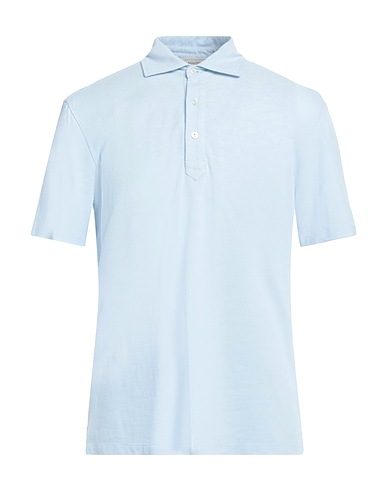 AGNONA Polo shirt Sky blue 92% Cotton, 8% Cashmere, Metal