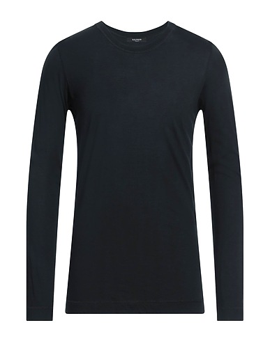 BALMAIN Basic T-shirt Black 50% Cotton, 50% Modal, Polyester