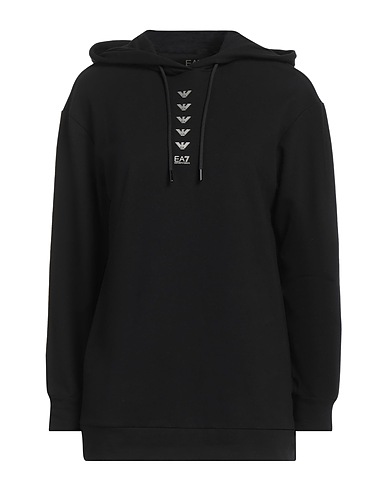 EA7 Hooded track jacket  Black 96% Cotton, 4% Elastane