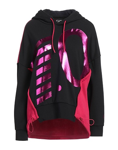 EA7 Hooded track jacket  Black 84% Cotton, 12% Polyester, 4% Elastane