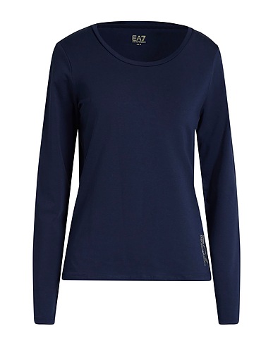EA7 Basic T-Shirt Navy blue 95% Cotton, 5% Elastane